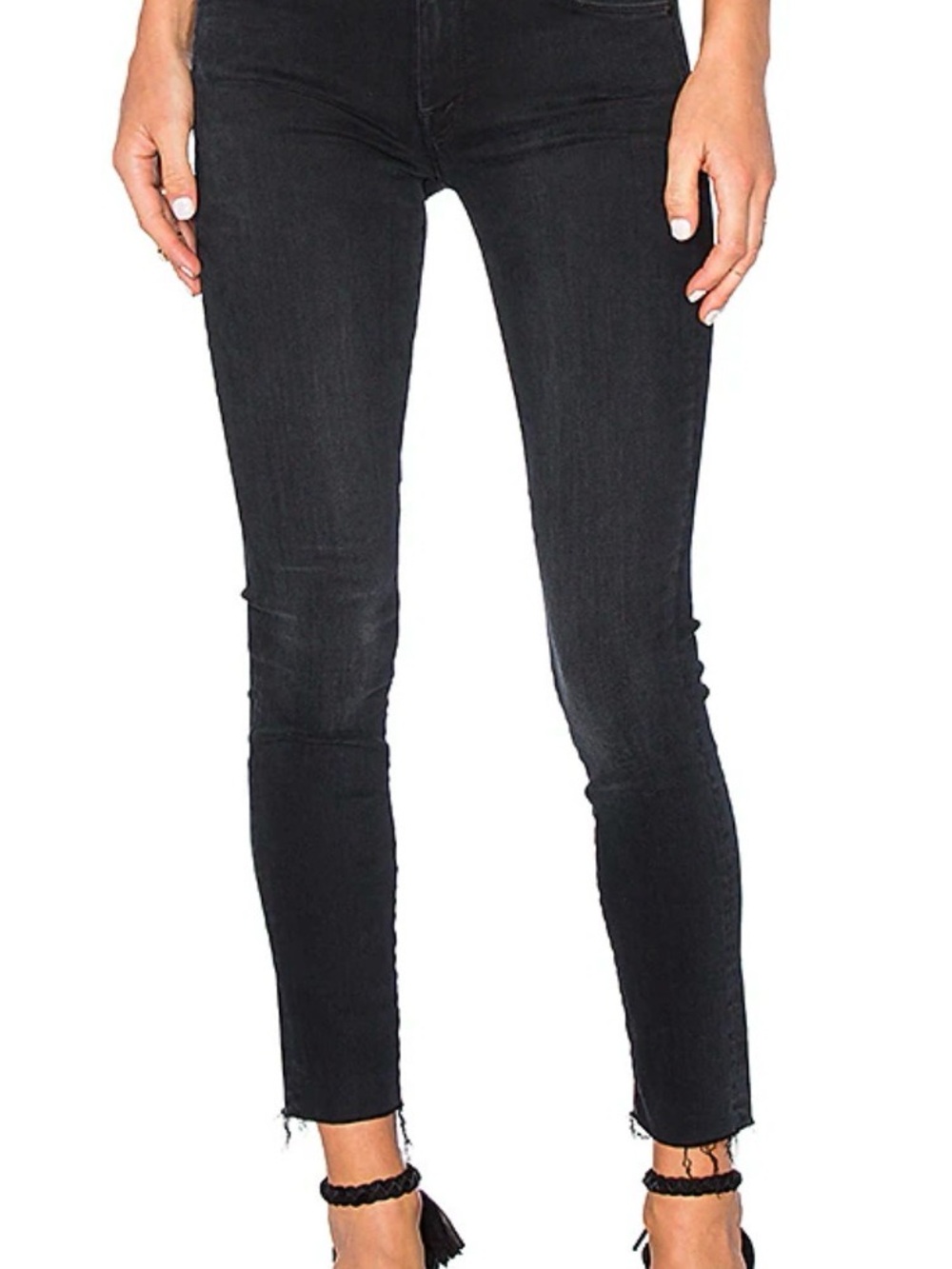 MOTHER Looker Ankle Fray Blackbird Skinny Jeans size 25